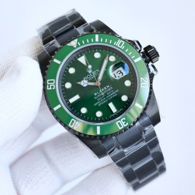 ROLEX Submariner Replacement Bezel Blaken 904L Steel 3135 Movement 40MM Green Watch